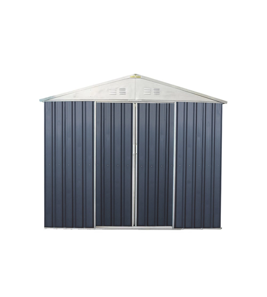 Casetta in lamiera zincata domus "xl" grigia con porte scorrevoli 268x300x194 cm
